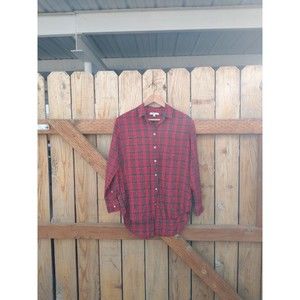 Madewell Christmas Red Tartan Plaid Button-Up Shirt Size XS